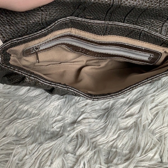 Textured Pewter Purse with Crystal Top Flap Closure - Picture 5 of 5